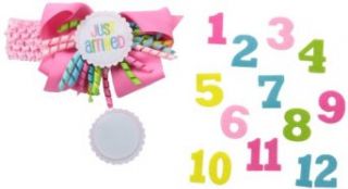 Mud Pie Baby Girls Newborn Monthly Milestone Headband, Pink, One Size: Clothing