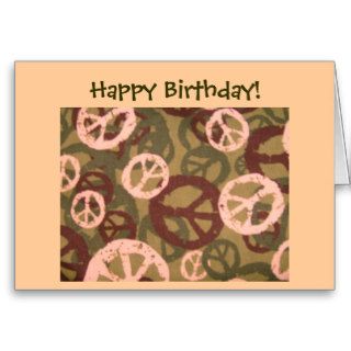 Happy Birthday Peace Signs/Camo Look Card