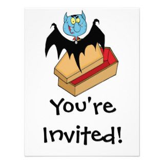 funny vampire bat with coffin cartoon custom announcements