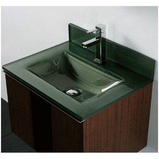 Tempered Glass Countertop Bathroom Sink Sink Finish: Forest Green   Bathroom Vanities  