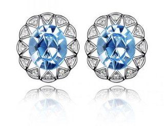 Charm Jewelry Swarovski Crystal Element 18k Gold Plated Light Sapphire Blue Moon Shadow Exquisite Fashion Stud Earrings Z#262 Zg4e054c: Jewelry