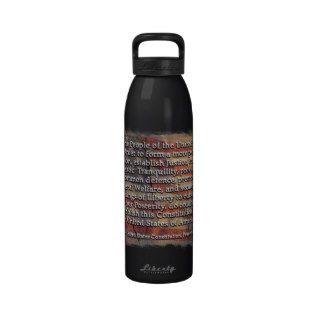 Preamble to the US Constitution Over Textured Back Reusable Water Bottles