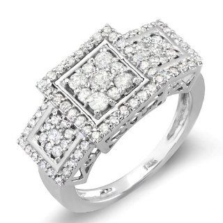 1.25 Carat (ctw) 14k White Gold Engagement Cocktail Round Diamond Ring 1 1/4 CT: Jewelry