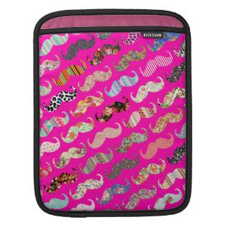 Funny Pink Neon Floral Aztec Mustaches iPad Sleeves