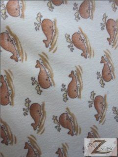 FISH PRINT POLAR FLEECE FABRIC   Small Beige Whales   60" WIDTH   SOLD BTY (276)