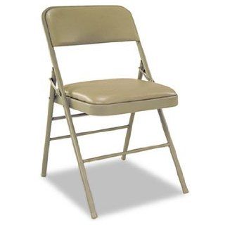 Bridgeport 60883TAP4   Deluxe Vinyl Padded Seat & Back Folding Chairs, Taupe, 4/Carton : Office Products