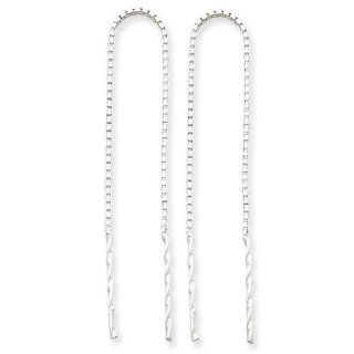 Sterling Silver Polished Spiral Bar Threader Earrings. Metal Wt  1.25g: Dangle Earrings: Jewelry