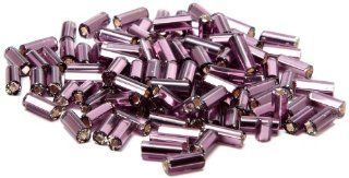 Beaders Paradise TB284 Czech Glass Amethyst Silver Lined No.2 Bugles in a Tube