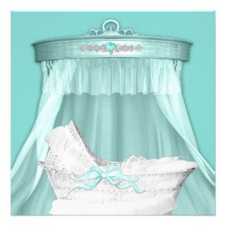 Elegant Teal Blue Baby Shower Invitations