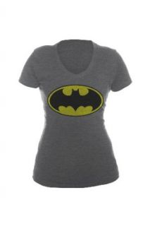 DC Comics Batman Grey Logo V Neck Girls T Shirt Size : X Large: Novelty T Shirts: Clothing