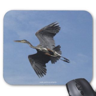 Flying Great Blue Heron Photo Mousepad