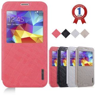 Aerb Classic Series Flip Cover Folio Case for Samsung Galaxy S5 W Bonus Screen Protector (B Pink): Cell Phones & Accessories