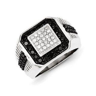 Sterling Silver Rhodium Plated Black and White Diamond Men's Ring Cyber Monday Special: Jewelry Brothers: Jewelry
