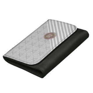 Gray and Black Brocade Stripe Leather Wallet