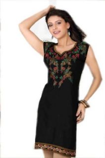 Scoop Neck Black Cotton Multi Color Embroidered Top at  Womens Clothing store