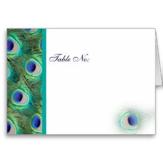 turquoise peacock Wedding Place Cards