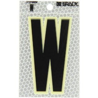 Brady 3010 W 3 1/2" Height, 2 1/2" Width, B 309 High Intensity Prismatic Reflective Sheeting, Black And Silver Color Glow In The Dark/Ultra Reflective Letter, Legend "W" (Pack Of 10): Industrial Warning Signs: Industrial & Scientifi