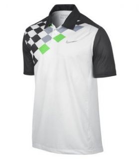 Nike Golf Fashion Slide Print Polo White/Night Stadium/Green Medium: Clothing
