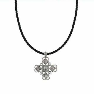 Vintage Inspired Filigree Cross Rope Cord Pendant Necklace: 1928 Jewelry: Jewelry