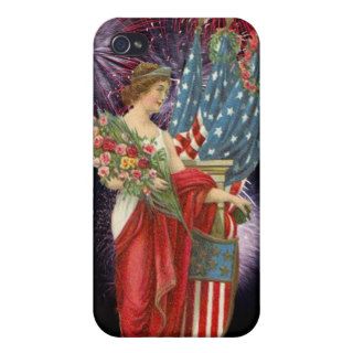 Vintage Lady and Fireworks  iPhone 4 Cover