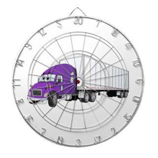 Semi Truck Purple White Trailer Cartoon Dart Board