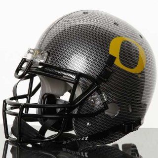 NCAA Schutt Oregon Ducks Silver Carbon Fiber Full Size Authentic Helmet : Business Card Holders : Office Products