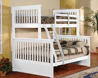 White Wood Twin Over Full Size Convertible Bunk Bed: Home & Kitchen