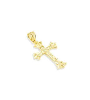 Polished 14k Yellow Gold Diamond Cut Holy Cross Pendant: Jewelry