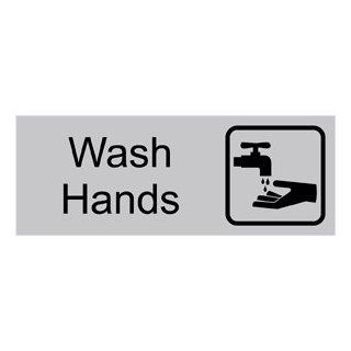 Wash Hands With Symbol Engraved Sign EGRE 371 SYM BLKonSLVR Wash Hands : Business And Store Signs : Office Products