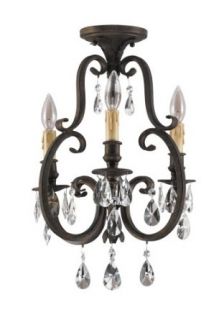 Murray Feiss F2226/3ATS Salon Maison Three Light Duo Mount Chandelier in Aged Tortoise Shell and Candelabra Sockets    