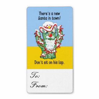 Funny Santa Claus Cactus Christmas Humor Gift Tags Personalized Shipping Labels