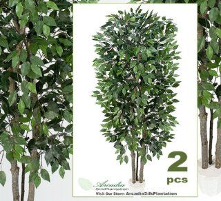 TWO 7' Extra Full Ficus Real Wood Trunks Artificial Trees Silk Plants  