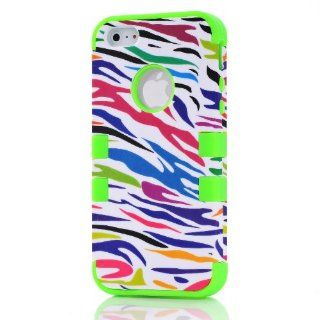 The coast of Hawaii TM Hard Hybrid 3IN1 Case Cover Zebra pattern Silicone case for Apple iPhone 5 5G + Front and Back Screen Protector: Cell Phones & Accessories