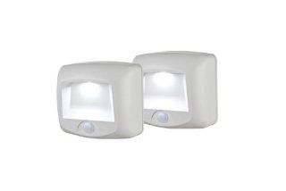 Mr. Beams MB532 Battery Operated Indoor/Outdoor Motion Sensing LED Step Light, White, 2 Pack    