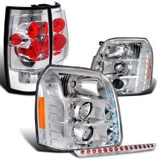 5Pc Clear Yukon Xl Led Projector Headlights+Tail Lamps+Led 3Rd Brake Light: Automotive