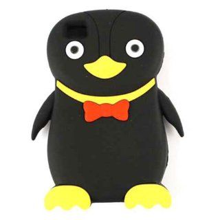NOVELTY RUBBER SKIN SILICON SILICONE GEL JELLY SOFT FLEXIBLE FOR APPLE IPHONE 4 4S BLACK PENGUIN: Cell Phones & Accessories