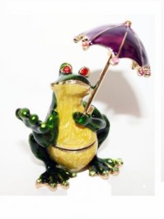 Colorful Frog With Umbrella Metal Pill Box: Pill Box: Clothing