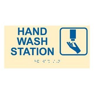 ADA Hand Wash Station Braille Sign RSME 369 SYM BLUonIvory Wash Hands  Business And Store Signs 