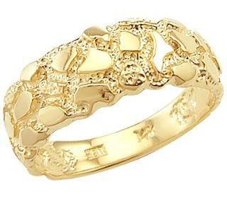 Size  4   14k Solid Yellow Gold Ladies Mens Nugget Ring Right Hand Rings Jewelry