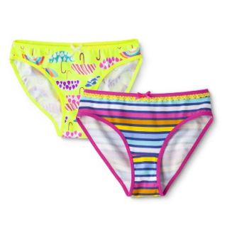 Xhilaration Girls 2 Pack Bikini Briefs   Umbrella/Stripes 12