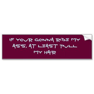 IF YOUR GONNA RIDE MY ASS, AT LEAST PULL MY HAIR BUMPER STICKER
