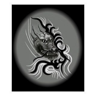 China dragon in Tattoo styles Posters