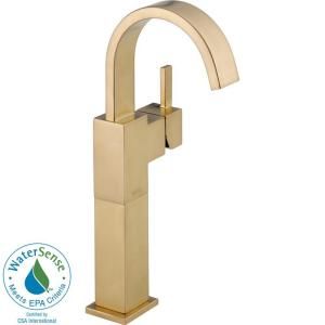 Delta Vero Single Hole 1 Handle High Arc Bathroom Vessel Faucet in Champagne Bronze 753LF CZ