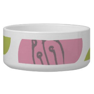 Pink & Green Flower Doodles Dog Food Bowls