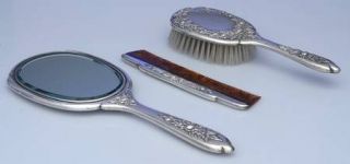 Kirk Stieff Repousse Partial Chased 3 Piece Vanity Set (Brush, Comb and Mirror)