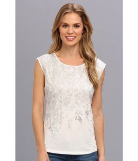 Calvin Klein Capsleeve Foil Printed Top Womens Sleeveless (White)