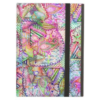 Monogram Abstract Neon Paisley Sketch Pattern iPad Air Cover