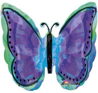 Single Source Party Suppies   25" Butterfly Painted Purple Shape Mylar Foil Balloon: Toys & Games