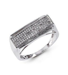 Mens Unique 14k White Gold 0.30 Ct Round Diamond Ring: Jewelry
