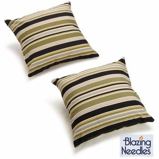 Blazing Needles Floral/ Stripe 20 inch Outdoor Throw Pillows (Set of 2) Blazing Needles Outdoor Cushions & Pillows